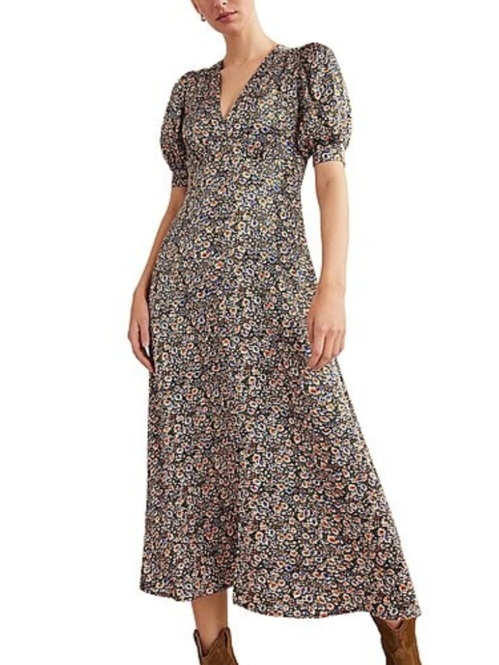 Boden Satin Tea Midi Dress Size 4